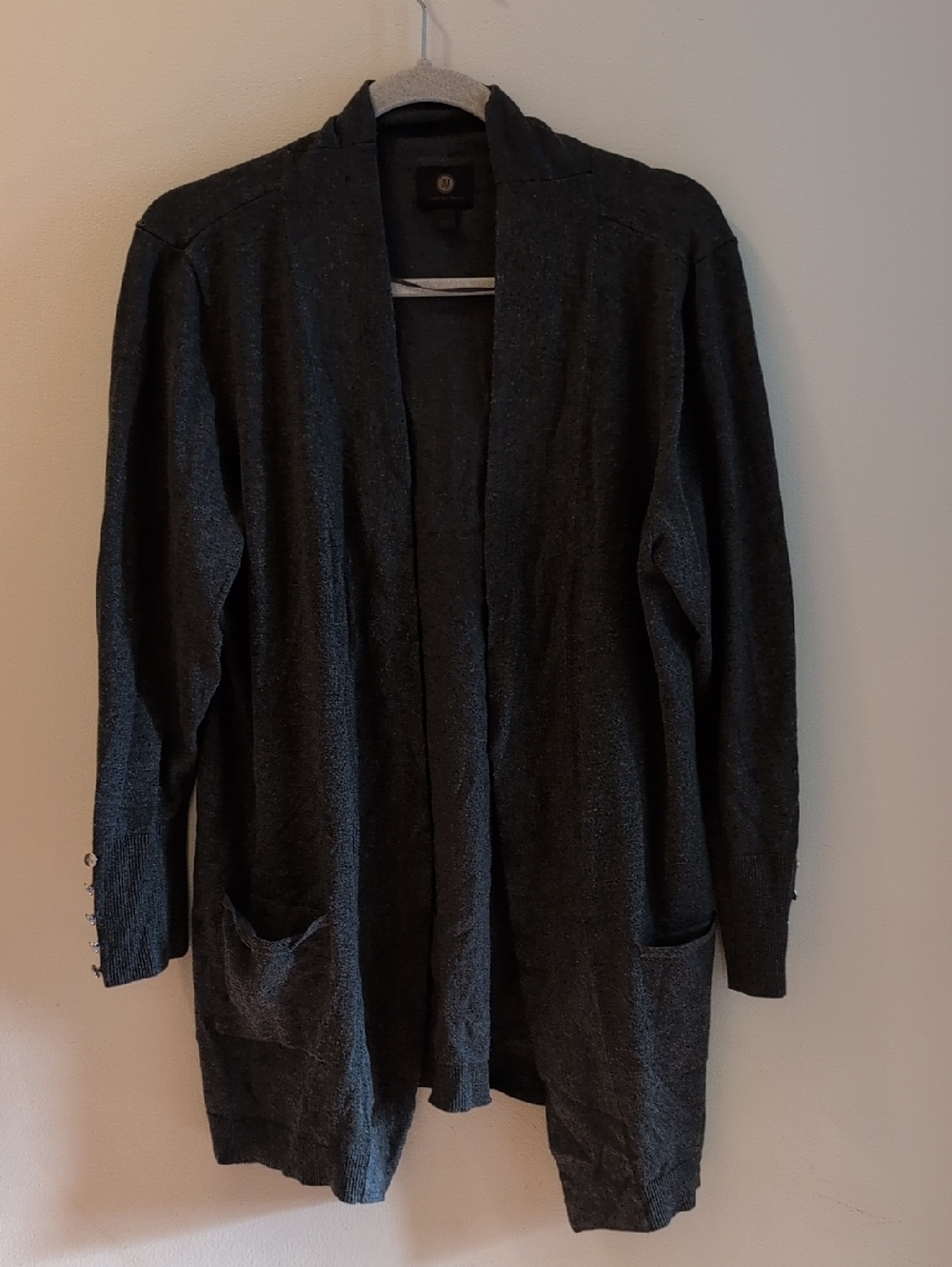 Dark Gray Open-Front Women's Cardigan Sweater